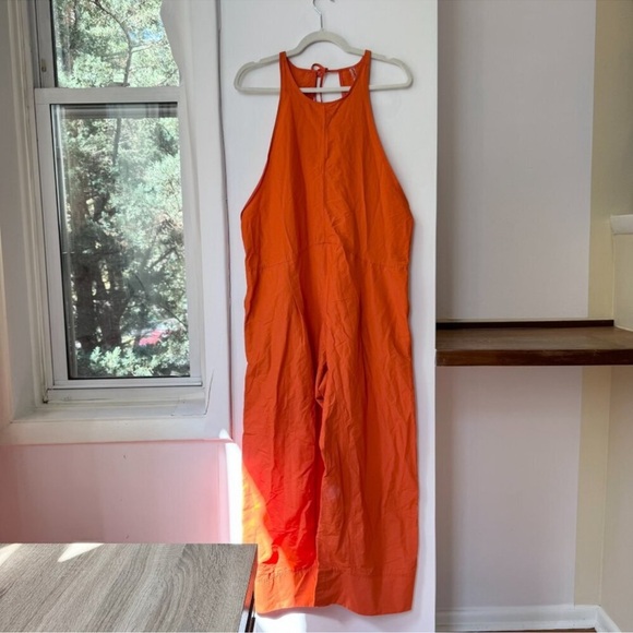 New Free People FP Movement Break Away Wide Leg Jumpsuit Orange Medium - Picture 4 of 11
